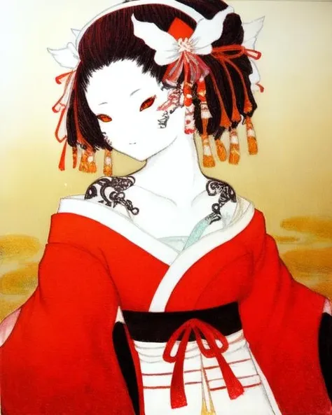 <lora:bijinga_style:0.7> , 1girl, solo, japanese clothes,  gradient, traditional media, tattoo, ukiyo-e, oiran