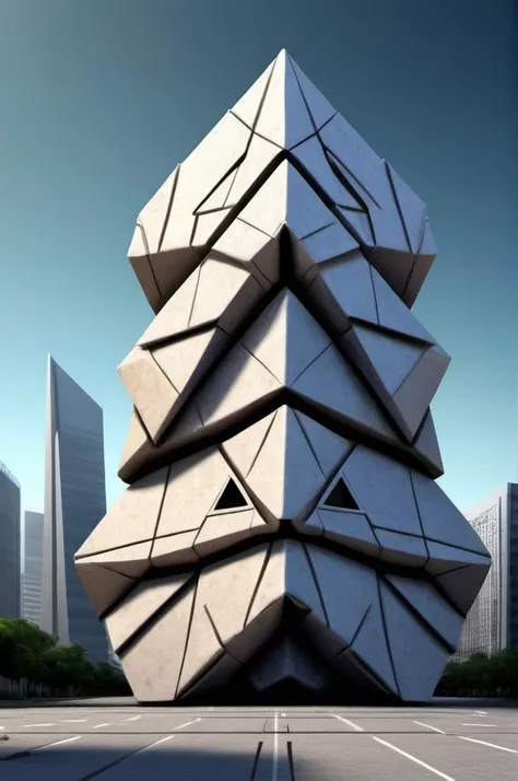 <lora:ORIGAMI:1> ORIGAMI , Office Buildings, Conglomerate stone, science fiction, building, architecture