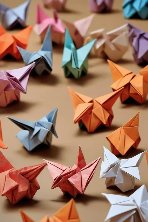 <lora:ORIGAMI:1>ORIGAMI - Origami representing the concept of design thinking and the careful, deliberate construction of a company.