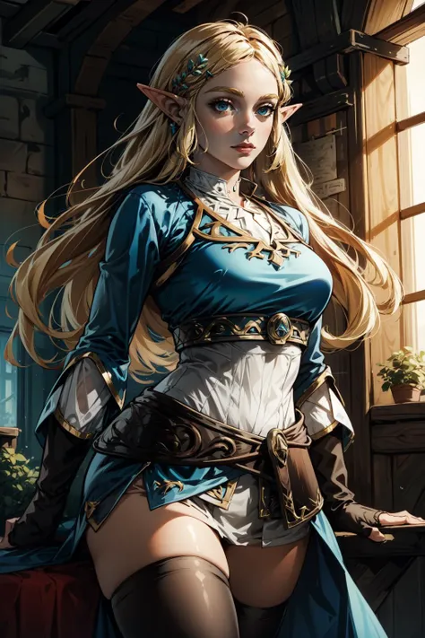 (masterpiece, best quality),  intricate details,
1girl,  <lora:mercedes_maplestory:0.8> mercedes \(maplestory\), 1girl, dress, hair ornament, blonde hair, thighhighs, pointy ears, 
<lora:zelda_botw_outfit:0.8> zelda botw outfit,