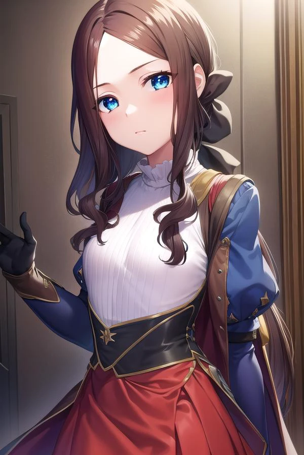 leonardodavinci, <lyco:leonardodavincirider-lyco-nochekaiser:1>,
leonardo da vinci rider, blue eyes, brown hair, long hair, parted bangs, (small breasts:1.2),
BREAK black footwear, brown jacket, elbow gloves, gloves, jacket, loafers, metal gloves, pantyhose, red skirt, shoes, skirt, puffy sleeves, thighhighs, blue thighhighs,
BREAK looking at viewer, full body, upper body,
BREAK indoors,
BREAK <lyco:GoodHands-beta2:1>, (masterpiece:1.2), best quality, high resolution, unity 8k wallpaper, (illustration:0.8), (beautiful detailed eyes:1.6), extremely detailed face, perfect lighting, extremely detailed CG, (perfect hands, perfect anatomy),