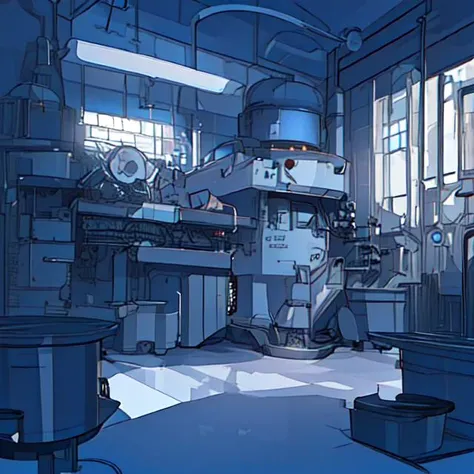 sketch, retro futuristic, inside a machine shop, <lora:niji_vn_bg:1> niji_vn_bg