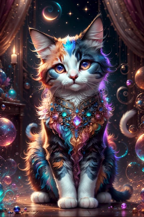 <lora:vibrant-fantasy-style-darquelilly-v1:1> vibrantfantasystyle, vibrant fantasy cat, no humans,
