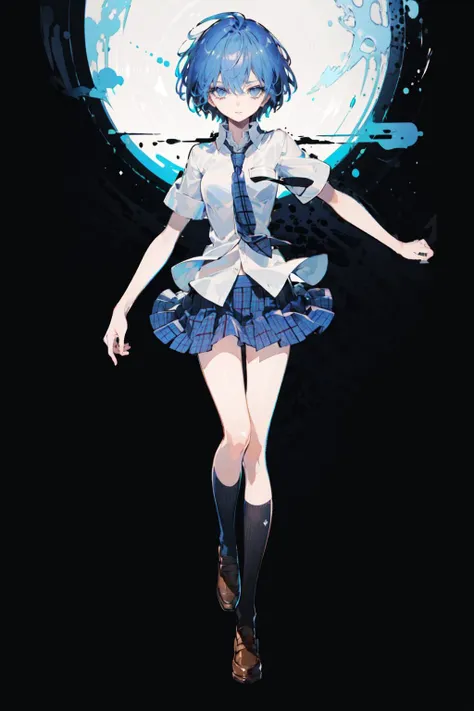 ((masterpiece)), (((best quality))), ((ultra-detailed)), ((illustration)),
Azuma Tokaku, full body, solo, 1girl, necktie, short hair, skirt, school uniform, grey eyes, plaid, plaid skirt, shirt, pleated skirt, looking at viewer, blue hair, grey hair, blue eyes, short sleeves, white shirt
<lora:Tokaku&Haru-000015:1>