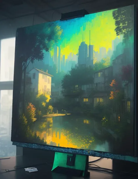 scenery, New Media Art, Solarpunk, Tranquil, NPR Hatching, AnvilNext engine, Chaotic, Silkscreen Printing, Impressionism Art