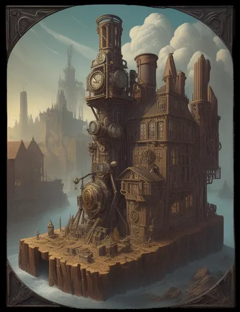 scenery, Constructive Realism, steampunk, Tragic, Depth of Field, Anvil engine, Renaissance, Printmaking, Orthographic