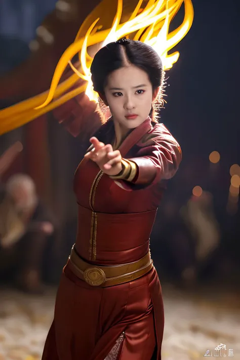 liuyifei ,stylish, highres, unity 8k wallpaper, masterpiece, beautiful, detailed face,(ultra detailed, ultra clear:1.1),,(cowboy shot:1.1),(photography:1.47), extremely detailed CG unity 8k wallpaper,photorealistic, showy, natural smooth skin, realistic,perfect skin,skin texture, beautiful shadow, (open zipper, open clothes, narrow waist,thin :1.0) noher light, hyperrealism), neon, elegant, homelike, hyperhands dance in temple fire, night, by Alphonse Mucha, by zhangke liu, award winning details, Slavic dog head :1<lora:liuyifei_dragon_mj7_4:0.6>