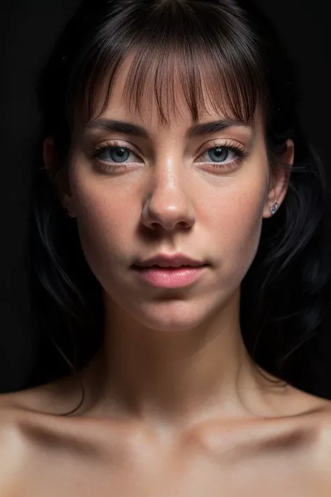 there is a woman with a very big breast posing for a picture, cinematic bust portrait, cinematic bust shot, cinematic realistic portrait, portrait of female humanoid, subsurface scattering skin, realistic textured skin, 8k portrait render, photorealistic skin tone, realistic face moody lighting, soft portrait shot 8 k, cinematic close-up bust shot, cinematic beautiful natural skin