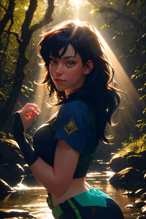 DEN_sabrina_alexis,
walking by a river in a rich atmospheric (woodland forest:1.2) wearing hiking gear, (god rays:1.3), (atmospheric:1.1), scenic,
bokeh, f1.4, 40mm, photorealistic, raw, 8k, textured skin, skin pores, intricate details <lora:epi_noiseoffset2:1>, epiCRealism, <lora:ClothingAdjuster3:-0.8>