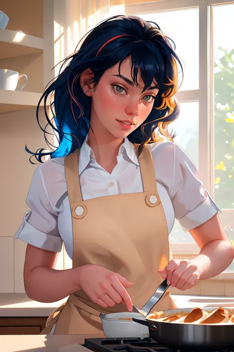 DEN_sabrina_alexis,
baking in a bright kitchen wearing an apron, pinny, baking, cooking, chef, apron,
bokeh, f1.4, 40mm, photorealistic, raw, 8k, textured skin, skin pores, intricate details <lora:epi_noiseoffset2:1>, epiCRealism, <lora:ClothingAdjuster3:-0.8>