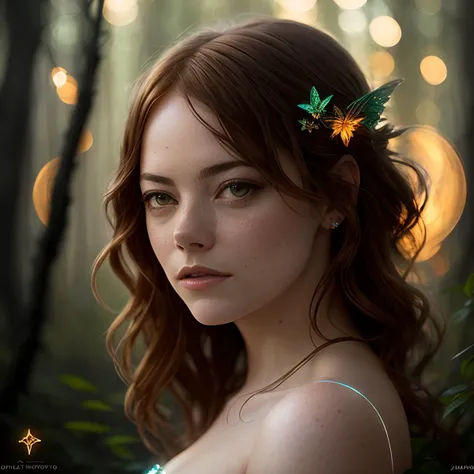 beautiful emmastone as a fairy,(highly detailed:1.2),(best quality:1.2),(8k:1.2),sharp focus,(subsurface scattering:1.1),award-winning photograph,professional portrait photography,(close shot:1.1) (glowing bioluminescent forest:1.2),iridescent fairy wings (very detailed background:1.2),(fantasy:1.1), analog style, modelshoot style, knollingcase, dreamlikeart, elden ring style, dramatic lighting, by wlop jeffrey simpson greg rutkowski alphonse mucha wlop,<lora:epiNoiseoffset_v2Pynoise:1>
