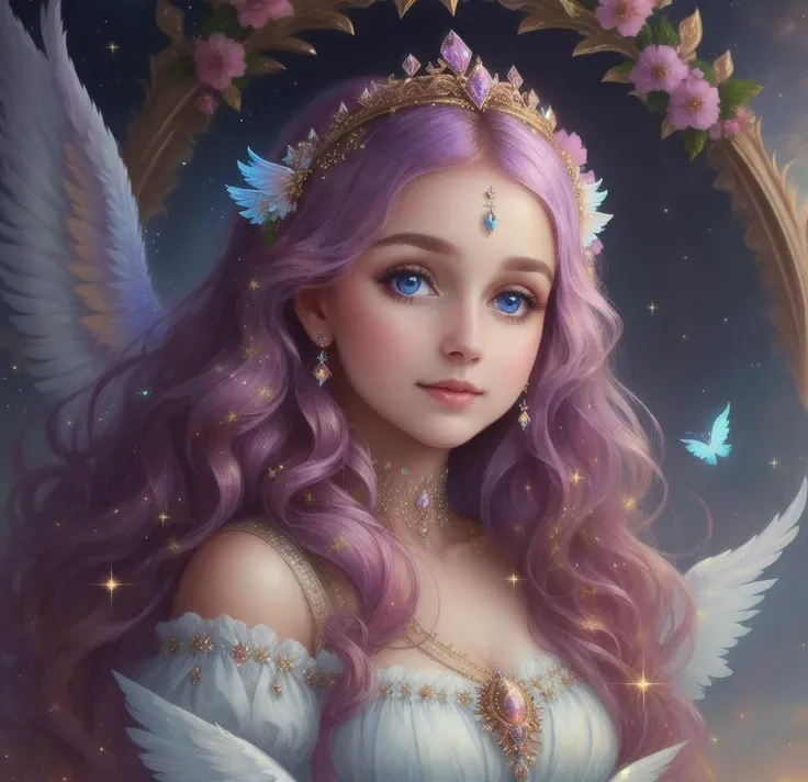 fabulously beautiful face princess, luminous wings, cute, 8k, ((masterpiece)), (best quality), (detailed), Beautiful, big, lovely eyes, Beautiful, goddess,