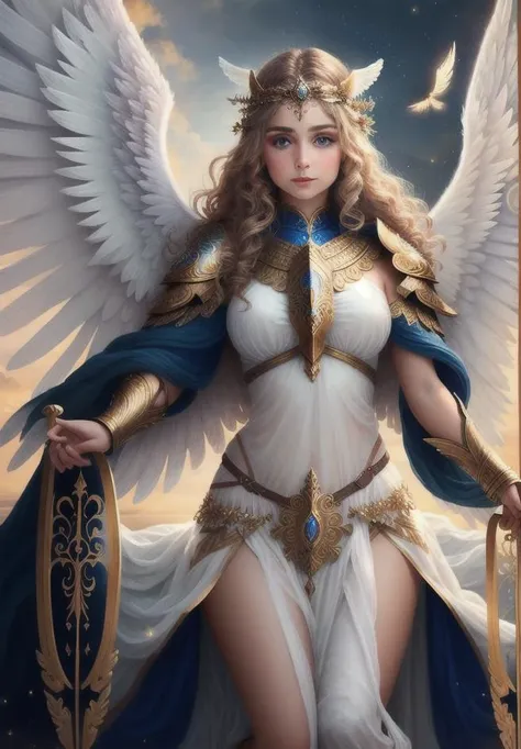 fabulously beautiful Angel warrior, luminous wings, cute, 8k, ((masterpiece)), (best quality), (detailed), Beautiful, big, lovely eyes, Beautiful, goddess,