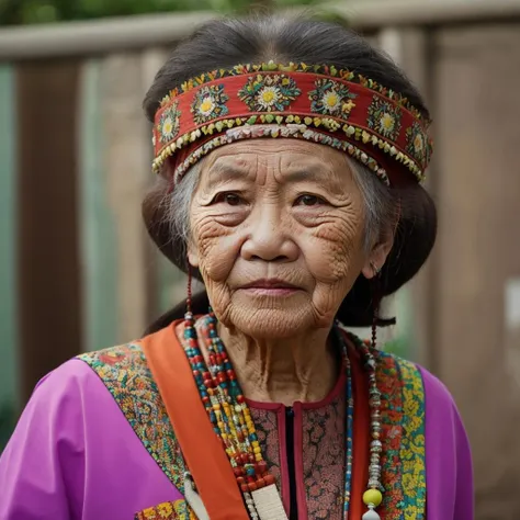 best quality,masterpiece,highly detailed,ultra-detailed, old female <lora:neg4all_bdsqlsz_V3.5:-1> <lora:TaiwanAborigines:1>TaiwanAborigines
blurry background,