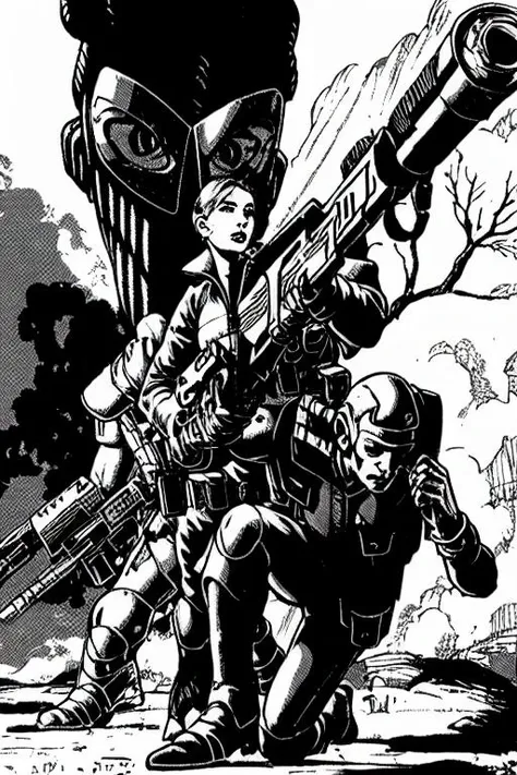 PBOldRifRPGStyle PBOldRifRPGStyle a battlefield, gun, man, amour, woman