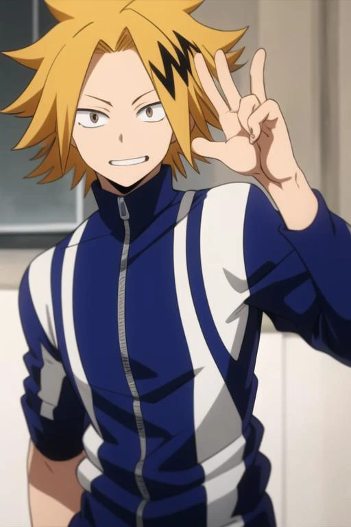 masterpiece, best quality, high quality, 1boy, solo, male focus, looking at viewer, upper body, <lora:kaminari_denki:0.70>, kaminari_denki, <lora:animemix_v3_offset:0.25>