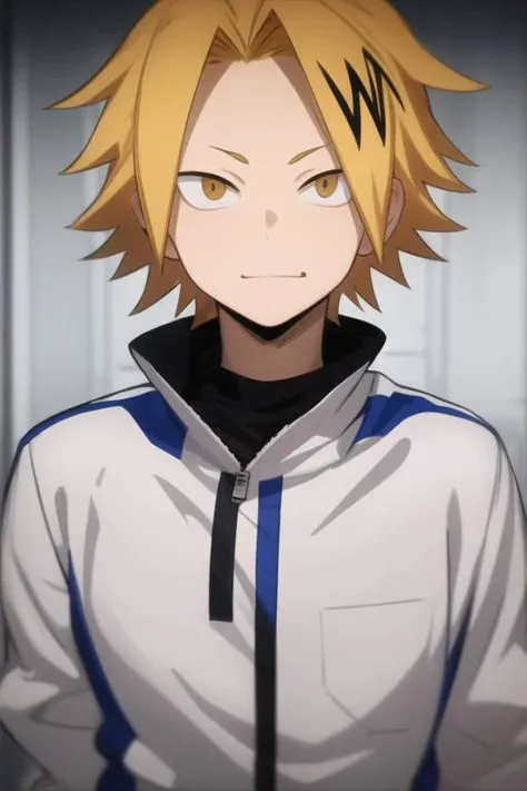 masterpiece, best quality, high quality, 1boy, solo, male focus, looking at viewer, upper body, <lora:kaminari_denki:0.70>, kaminari_denki,
