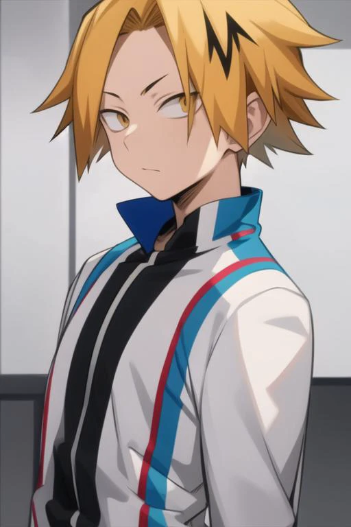 masterpiece, best quality, high quality, 1boy, solo, male focus, looking at viewer, upper body, <lora:kaminari_denki:0.70>, kaminari_denki,