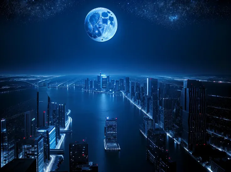 <lora:Aesthetics_Enhancer_SD:0.8>,masterpiece,absurd resolution,8k,
EnhanceImage,blue tone,, no humans, scenery, night, cityscape, sky, moon, city, star (sky), night sky, city lights, building, starry sky, full moon, skyscraper