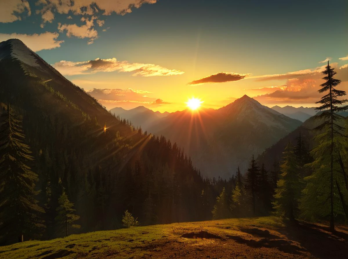 <lora:Aesthetics_Enhancer_pony:0.8>,score_9, score_8_up, score_7_up,BREAK
EnhanceImage,natural light, cenery, no humans, sky, sun, cloud, outdoors, tree, nature, sunset, mountain, sunlight, forest, landscape
