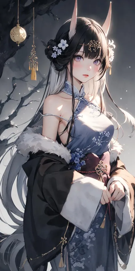 (masterpiece:1.2), best quality,PIXIV,Chinese ink painting,ink wash painting,
1girl, long hair, solo,white hair,purple eyes,
 <lora:Chinese ink painting_20230725220724-000018:1:1,0,0,0,0,0,0,0,0,0,0,0,1,1,1,1,1>   <lora:noshirodress:1:1,0,0,0,0,0,1,1,1,1,1,0,0,0,0,0,0>