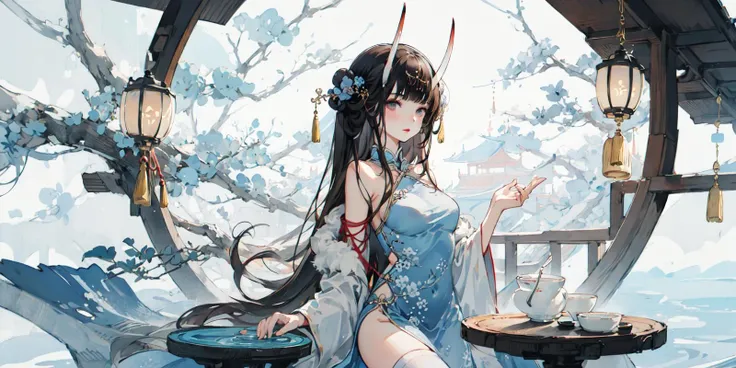 (masterpiece:1.2), best quality,PIXIV,Chinese ink painting,ink wash painting,
noshirodress, 1girl, thighhighs, manjuu (azur lane), long hair, china dress, looking at viewer, sleeveless dress, sleeveless, breasts, bare shoulders, official alternate costume, solo, blue dress,
<lora:Chinese ink painting_20230725220724-000018:1:1,0,0,0,1,1,1,0,0,0,0,0,1,1,1,1,1> <lora:noshirodress:1:1,1,1,1,0,0,0,1,1,1,1,0,0,0,0,0,0>