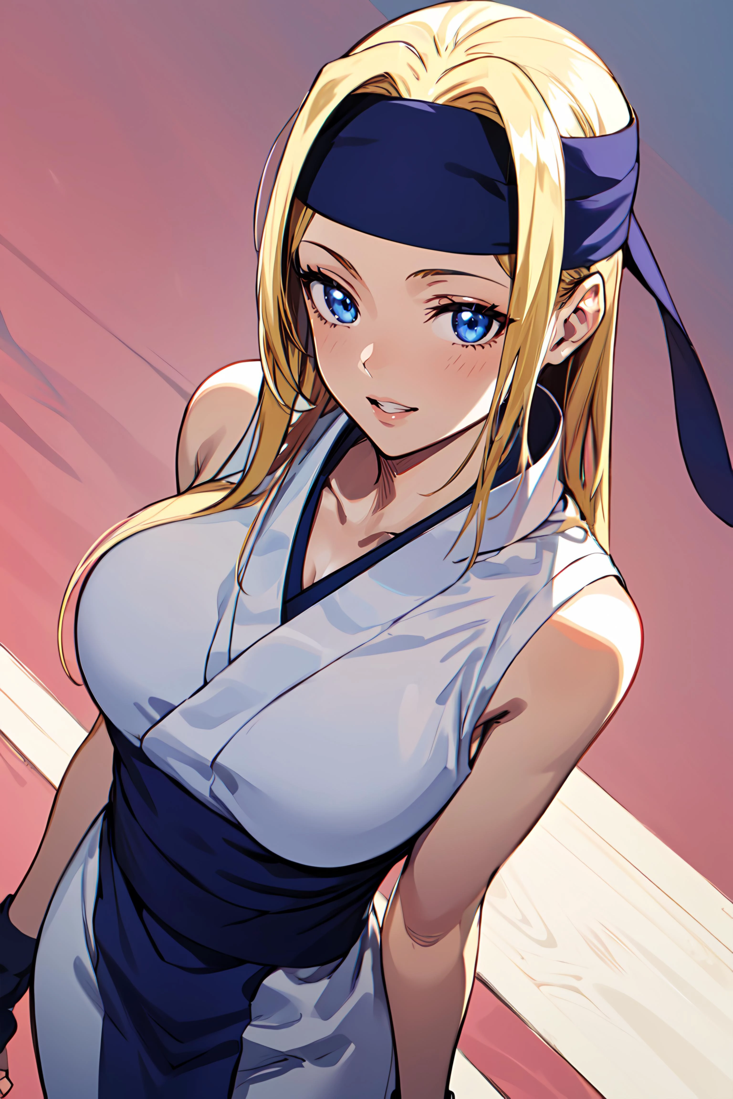 masterpiece,best quality, unreal engine, ultra res, extremely detailed,
1girl, waist, slender, (muscular:0.6), thigh
<lora:Style_hews_style:0.4><cutesexyrobutts_v2:0.4><lora_puuzaki-puuna-lora-v1:0.2>
<lora:Concept_Round_Breasts_V7:0.3>
ROUND BREASTS, big BREASTS
, parted lips, watchig at viewer,
above shot, high angle shot,
simple background
(anime style:1.3), key visual,
<lora:Style_Maki Yoko:0.>
<lora:Character_Yuki:0.5>
blonde hair, long hair, white japanese clothes, bare arms, fingerless gloves, headband, blue eyes, fingerless gloves,
upper body,
smile