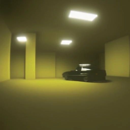 ((car )in scrbackrooms), bad quality recording from old vhs camera [with glitches and noise], ((chromatic abberation), glitches,( horizontal scan lines)), tone mapped
