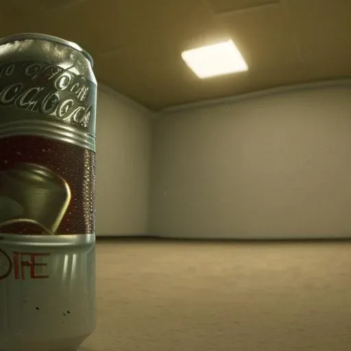 (one small ((soda can))) inside of (scrbackrooms)