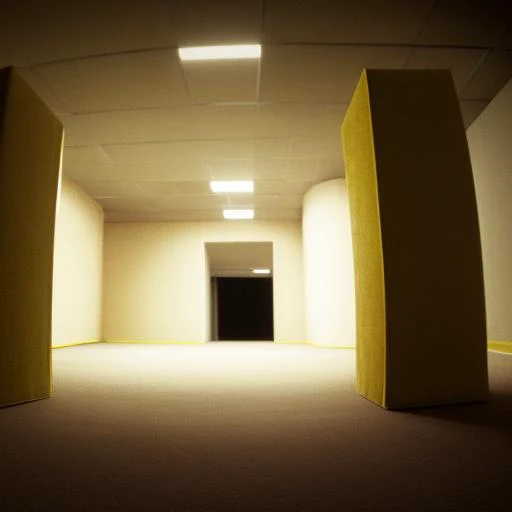 scrbackrooms with one small (road traffic cone) on the floor