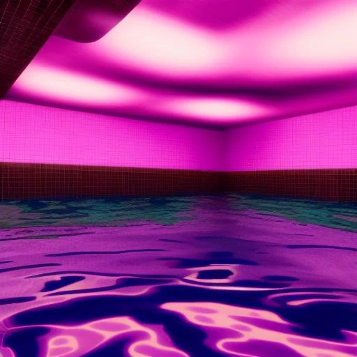 ((scrpoolrooms)), purple wall, calm, pink neon light, dreamcore, (VHS)