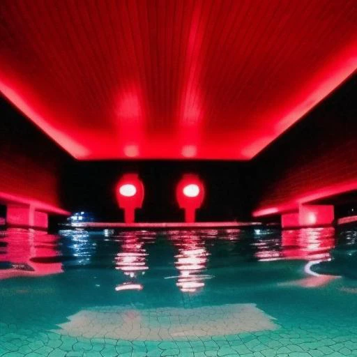 ((scrpoolrooms)), red wall, scary, black neon light, (VHS)