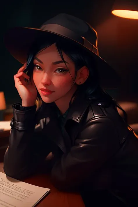 DEN_hannaorio_SG,
a 1940s private investigator wearing a trench coat and rimmed hat sitting in a drab dank office at the desk using a typewriter, private investigator, 1940s,
bokeh, f1.4, 40mm, photorealistic, raw, 8k, textured skin, skin pores, intricate details <lora:epi_noiseoffset2:1>, epiCRealism <lora:ClothingAdjuster3:-1.3>