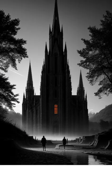 (dark fantasy art:1.3) by Greg Rutkowski and Brom, cinematic, digital art, volumetric lighting, dynamic shadows, deep focus, digital matte painting, dark fantasy architecture, medieval village, forest, nature, town square, people at work. colors of black grey and orange (in a red sky:0.5), dark spires with sharp edges and (high contrast:1.3) BREAK A highly detailed digital illustration of a medieval (dark fantasy:1.3) village nestled in the heart of a dark forest. The setting is adorned with mud and stone, shadow and grief, and towering trees that provide shade from the sun. The village itself boasts stunning architecture; each building is meticulously crafted with . A polluted stream meanders through the center of town, glistening with water as it reflects the village around it. Inhabitants of this place can be seen going about their daily lives: blacksmiths working at their forges, and people in the cobblestone streets. In the distance, a castle stands tall, its spires reaching towards the sky.
<lora:Detail Slider V2 By Stable :0.4>