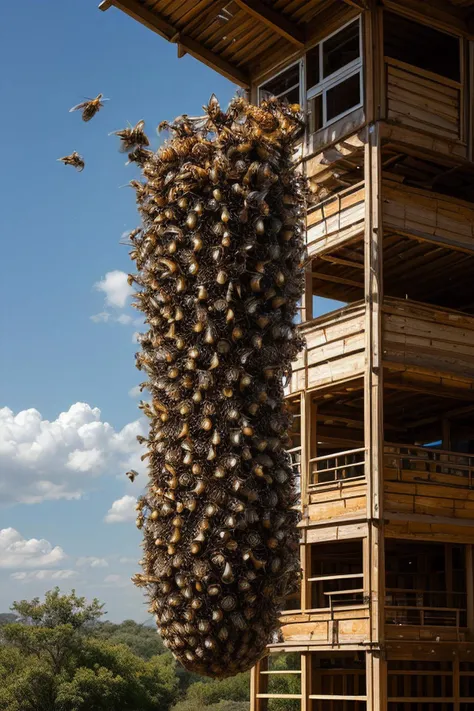(Natureâs architect, human-beehive synthesis:1, constructing lifeâs honeycombs, buzzing with collective energies, designing spaces of communal harmony and productivity.)