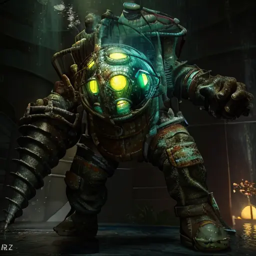 a bigdaddy inside the sewer, (2gen) ,deep water background with ruins,full-length photo, 70mm lens, symmetrical, posing, sharp, textured skin, realistic,intricated detailed ,(perfect fingers:1.2), photographed by a Nikon Z7 II Camera,8k uhd, <lora:Bigdaddy:1>