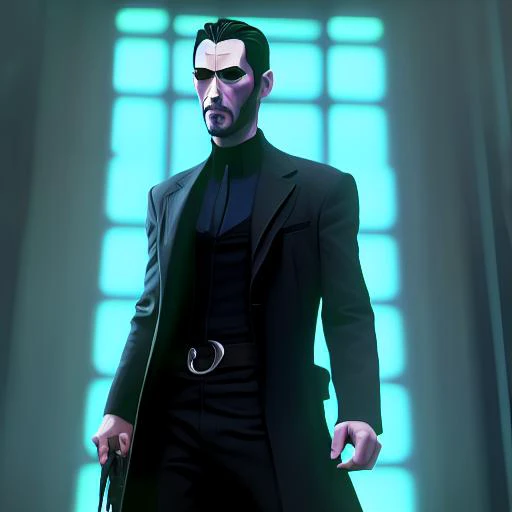 arcane style, Keanu Reeves as (Neo) in (The Matrix)