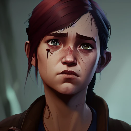 arcane style, ELLIE WILLIAMS in the last of us II, Having a sad face and crying