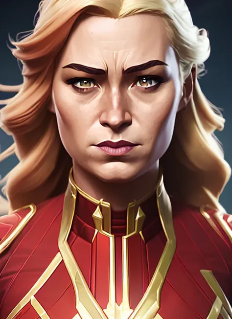 arcane style <portrait of sks woman as captain marvel, feminine, epic > (photo, studio lighting, hard light, sony a7, 50 mm, hyperrealistic, big depth of field, mate skin, pores, wrinkles, concept art, colors, hyperdetailed, hyperrealistic)