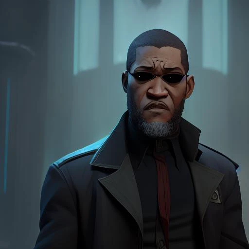 arcane style, Laurence Fishburne as (Morfeo) in (The Matrix I)