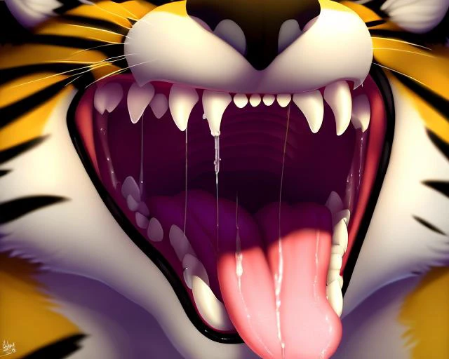 anthro, bodily_fluids, detailed_background, detailed_mouth, dripping, drooling, looking_at_viewer, male, mouth_shot, open_mouth, open_smile, outside, saliva, saliva_drip, saliva_on_tongue, saliva_string, salivating, solo, teeth, tongue, tongue_out, whiskers, felid, feline, tiger