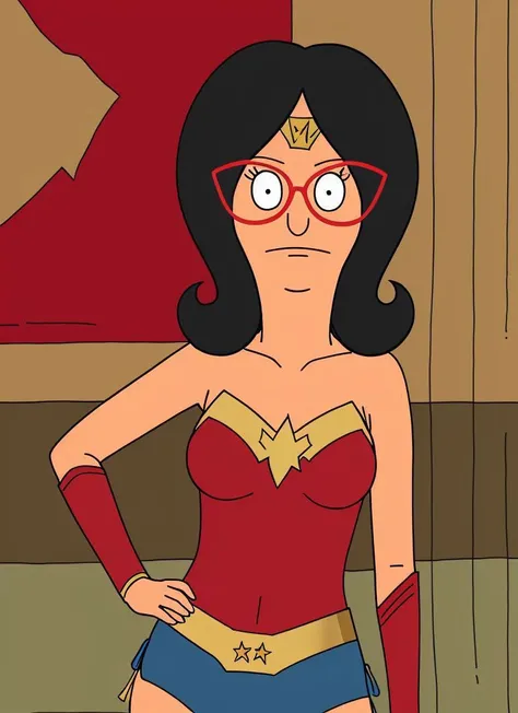 A stunning intricate full color portrait of bburg_linda dressed as wonder woman,
epic character composition,
sharp focus, natural lighting, subsurface scattering, f2, 35mm, film grain, <lora:bobsBurgersLora_v10:0.8>