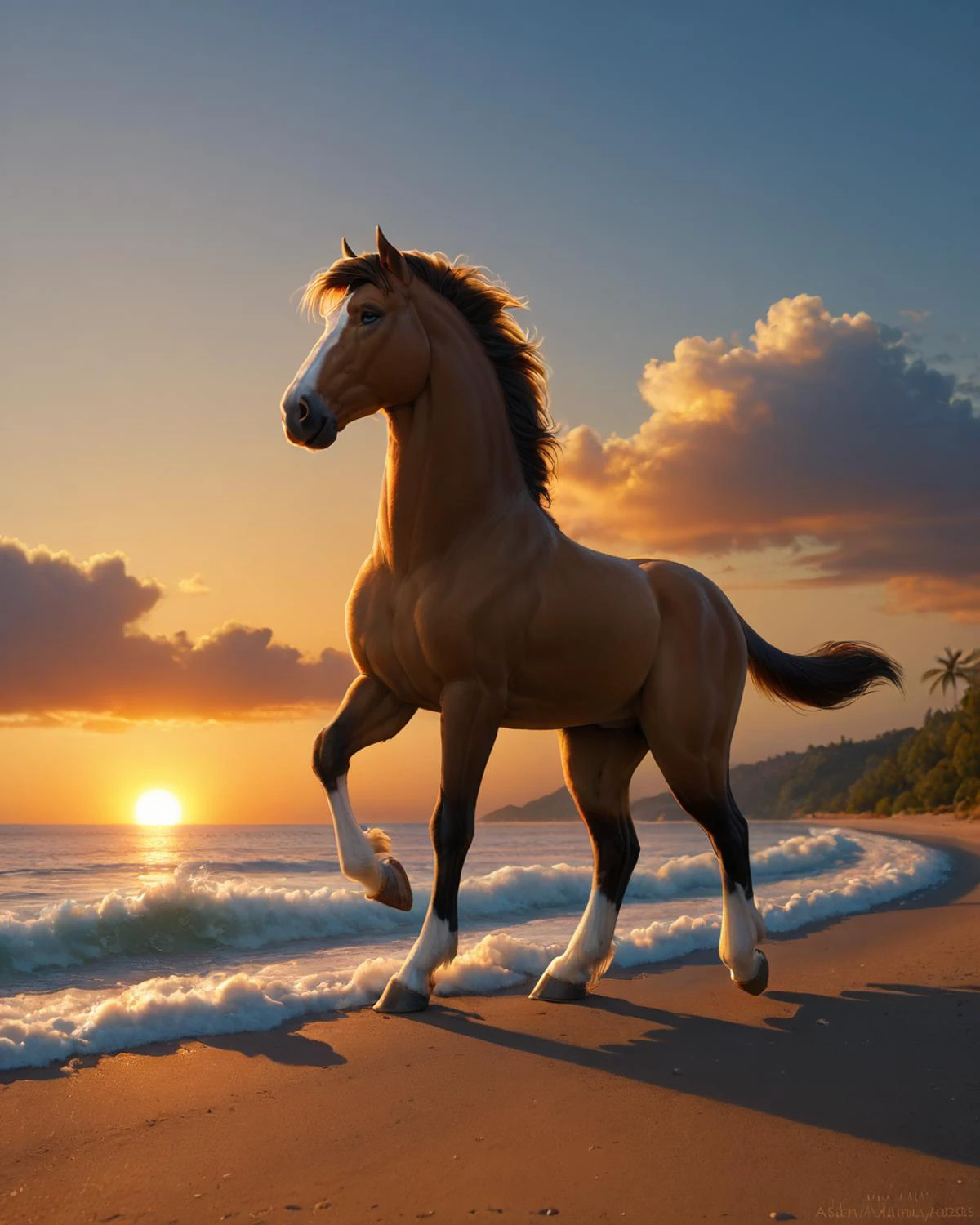score_9, score_8_up, score_7_up, intricately detailed, rating_safe,
<lora:ZaushAdam_Wan_for_PonyXL:1>, zaush,
1boy(feral furry, beautiful, black stallion, running, movement lines, side view, joyful, happy, full body), ireland, trail in the sand behind the horse, beautiful beach, galloping along the edge of the ocean, sunrise, epic lighting, foam, waves, morning, sunshine, low angle viewpoint, epic lighting, depth of field, detailed background,
<lora:ral-chrosc-clr:0.7>, ral-chrosc-clr,
<lora:xl_more_art-full_v1:0.4>,
<lora:add-detail-xl:0.4>