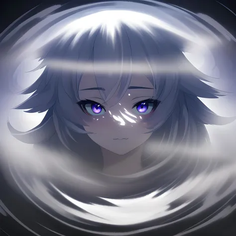 The face of a mythical creature, half-hidden in a swirling vortex of mist and shadow., (MasterPiece) (Highly Detailed) (4k), Anime