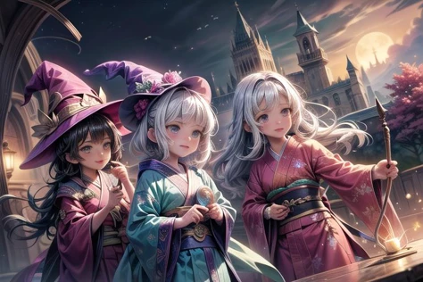 ethereal fantasy concept art of (masterpiece,8k, super high res,highly detailed:1.8), (fantastic artistic depiction of several witches:1.6),
beautiful,cute,
(beautiful nature scene, mystical serene athmosphere:1.5),(practicing magic,companionship,playful,heartwarming:1.5),
beautiful excited genki (sakurabaaoi) (diving:1.3) in lake with magical purple lotus flowers, (blue_kimono:1.2),
(blue hair:1.3),
<lora:Sakuraba_Aoi:0.3> ,
<lora:EdobFairyTaleLandscape_v1.0:0.2>, (EdobFairyTaleLandscape:0.6) ,<lora:add_detail:1.3>,, magnificent, celestial, ethereal, painterly, epic, majestic, magical, fantasy art, cover art, dreamy