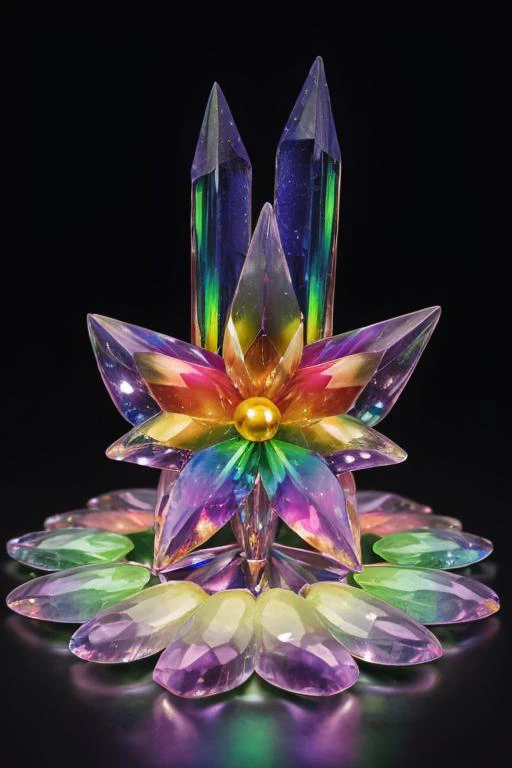 masterpiece, best quality, rainbow crystal flower, refraction, realistic,