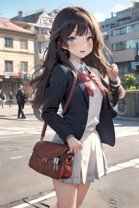 masterpiece, best quality, girl on street, school uniform,