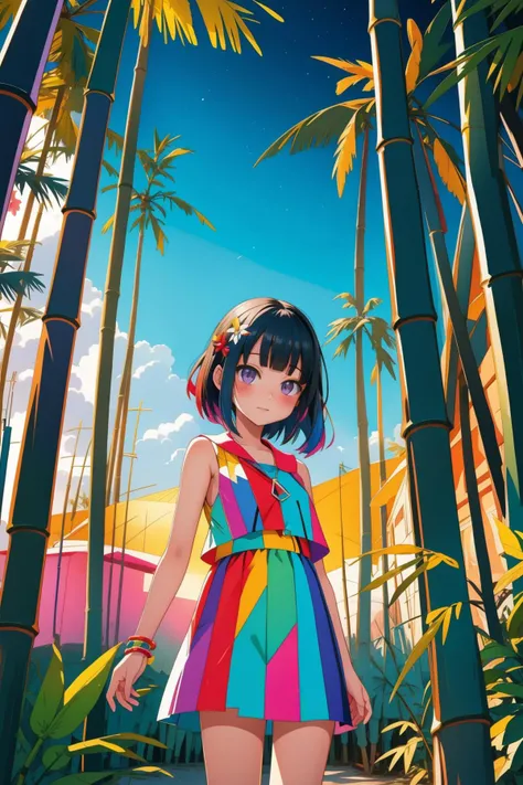 1girl, (colorful art by Raimonds Staprans:1.1) , landscape art, colorful Fractal, surreal, landscape of a Glowing Tiki ([Bamboo Forest|Appalachian]:1.3) from inside of a Rann of Kutch, summer roots and Solar eclipse in background, at Dusk, Visual novel, Shameless, Corporate Punk, Black lighting, Zoom lens, Mono Color, (Burgundy and Acid colors:0.7) , Double Exposure, pixiv, unreal engine