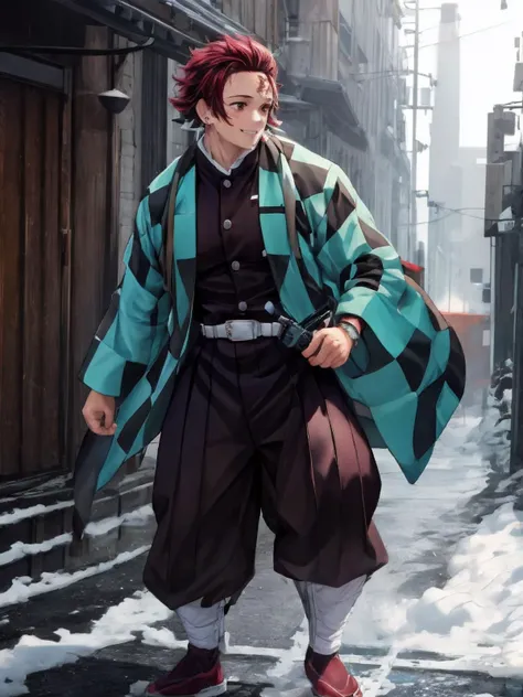masterpiece,best quality, ultra realistic,32k,RAW photo,detail skin, 8k uhd,high quality, film grain,
,<lora:flat2:-0.6>,, (high detailed face:1.2),full body,
1 boy,solo,(Scar,Scar on forehead, Checkered Clothes, 1Boy, Red Hair),<lora:Tanjiro:1>,(Tanjiro),
<lora:Muscle:1.5>, hypermuscle, smile,