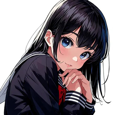 1girl,A beautiful young girl with long, black hair wearing a sailor uniform,<lora:flat2:-0.2>,<lora:boldline2:-0.5>,<lora:saturation:0.0>,<lora:noline:-0.5>,,<lyco:kkmt:0.8>
